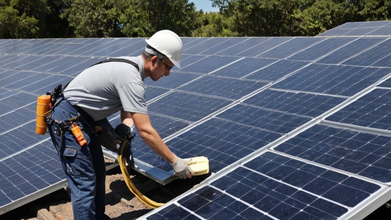 vedlikehold av solcelleanlegg, solenergi, solcellepanel rengjøring, bærekraftig energi