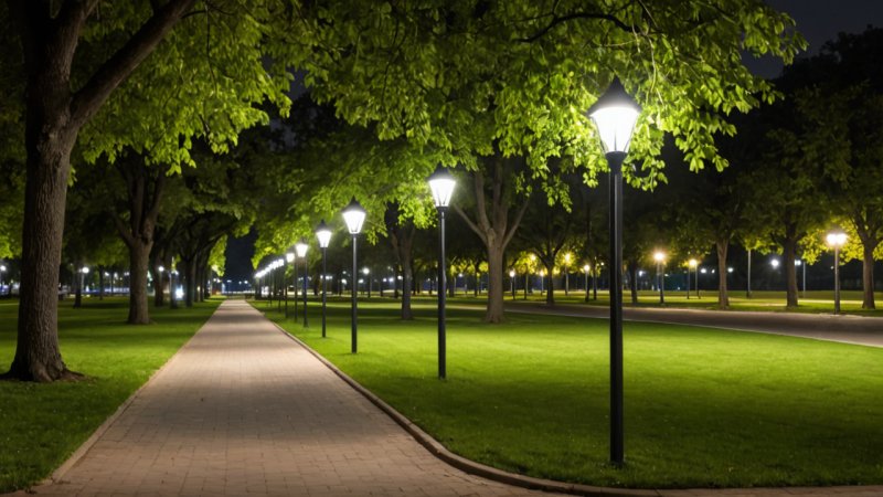 energibesparelse, offentlige parker, bærekraft, LED-belysning, solenergi